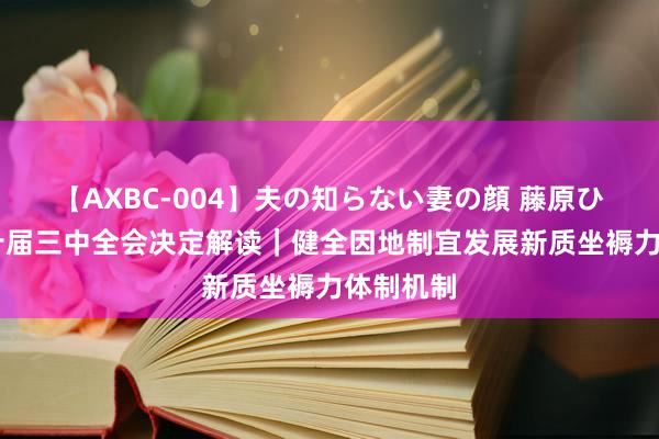 【AXBC-004】夫の知らない妻の顔 藤原ひとみ 二十届三中全会决定解读|健全因地制宜发展新质坐褥力体制机制