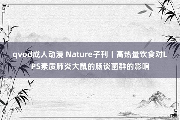 qvod成人动漫 Nature子刊丨高热量饮食对LPS素质肺炎大鼠的肠谈菌群的影响