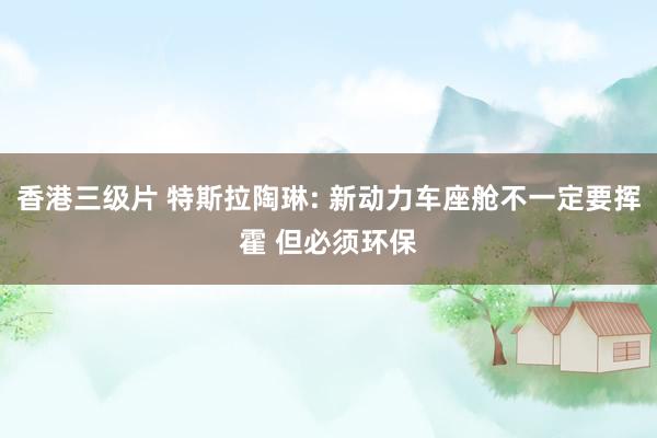 香港三级片 特斯拉陶琳: 新动力车座舱不一定要挥霍 但必须环保