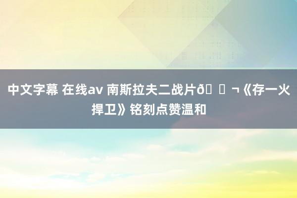 中文字幕 在线av 南斯拉夫二战片🎬《存一火捍卫》铭刻点赞温和